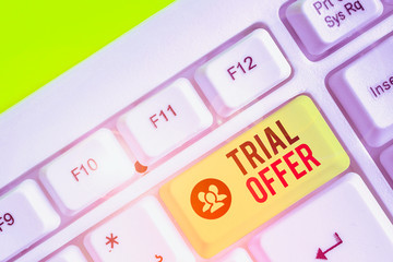 Aufkleber - Text sign showing Trial Offer. Business photo text A temporary free or discounted offer of a product or services