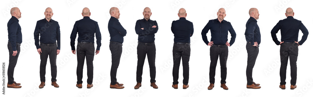 full portrait of a man standing in various poses - obrazy, fototapety, plakaty 