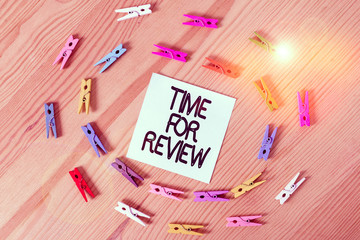 Wall Mural - writing note showing time for review. business concept for evaluation feedback moment perforanalysis