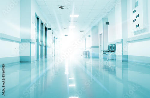 Fotomural Rays of light in the corridor of the hospital.