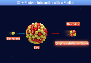 Poster - Slow Neutron Interaction with a Nuclide (3d illustration)