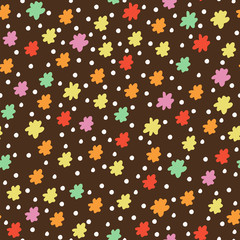 Wall Mural - Seamless flowers pattern, floral vector background, baby cartoon doodle pattern, endless texture for textile