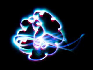 Wall Mural - light, glare, trace, curve, line, night lights, abstraction, flash, glow