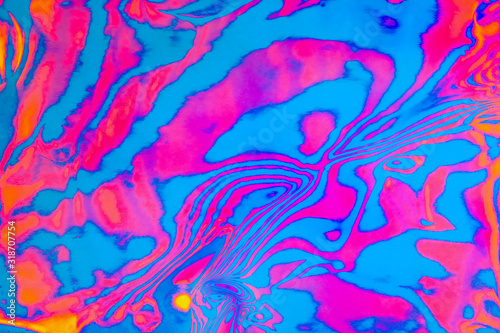 Fotografía Abstract trendy neon colored psychedelic fluorescent striped zebra textured neon