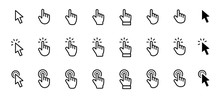Pointer Cursor сomputer Mouse Icon. Clicking Cursor, Pointing Hand Clicks Icons. Click Cursor - Stock Vector.