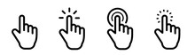 Pointer Cursor сomputer Mouse Icon. Clicking Cursor, Pointing Hand Clicks Icons. Click Cursor - Stock Vector.