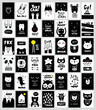 Big set of monochrome black and white posters in scandinavian style.