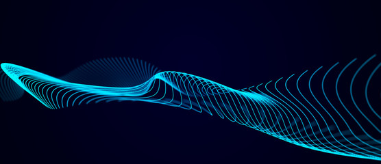 Wave of dots and weave lines. Abstract background. Network connection structure.
