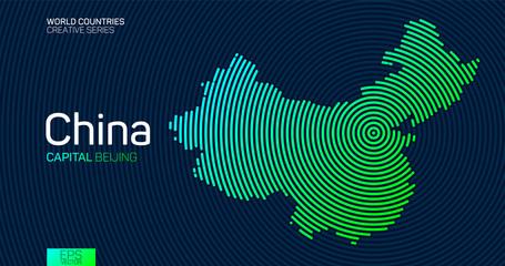 Wall Mural - abstract map of china with circle lines