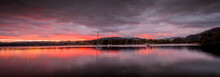 Sunset Over Windermere Lake In The Lake District