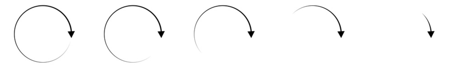 Fototapete - Arrow Icon Black | Circle Arrows | Infographic Illustration | Direction Symbol | Curved Loading Logo | Up Sign | Isolated | Variations