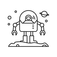 Poster - Spaceship cosmonaut, robot icon. Simple line, outline vector elements of interplanetary colonization icons for ui and ux, website or mobile application