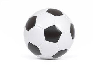 Wall Mural - Traditional black and white soccer ball on white background