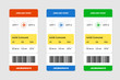 Realistic airline flight ticket boarding pass design template set with first class passenger name and barcode. Booking air travel by airplane vertical document vector illustration