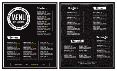 restaurant menu modern design layout