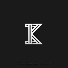 Wall Mural - Letter K monogram logo design, Vector EPS 10