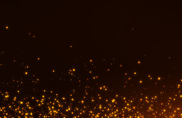 Wall Mural - glowing golden abstract bokeh glitter lights background of flickering gold particles and light flare
