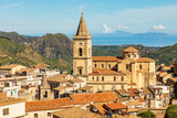 Fototapeta Sawanna - Italy, Sicily, Messina Province, Francavilla di Sicilia. The medieval hill town of Francavilla di Sicilia.