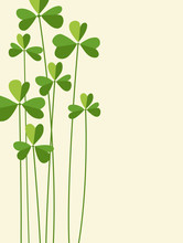 St. Patrick's Day Design With Tall Cartoon Shamrocks. Space For Text. Vector Design For Banners, Greeting Cards, Flyers, Invitations.