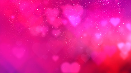 Fototapete - Happy Valentine theme decoration motion particles animation with drop down graphic icons associated with Valentine theme background