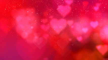 Fototapete - Happy Valentine theme decoration motion particles animation with drop down graphic icons associated with Valentine theme background