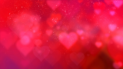 Fototapete - Happy Valentine theme decoration motion particles animation with drop down graphic icons associated with Valentine theme background