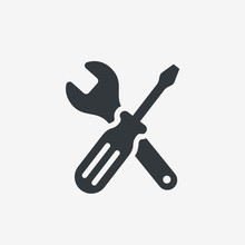 Service, Icon Concept. Wrench And Screwdriver. Work Tools Vector Illusrtation In Flat Style.