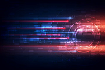 Fototapete - High speed. Hi-tech. Abstract technology background concept.Speed movement pattern and motion blur over dark blue background.