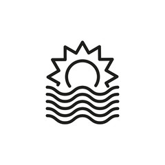 Sticker - Simple sunset line icon.