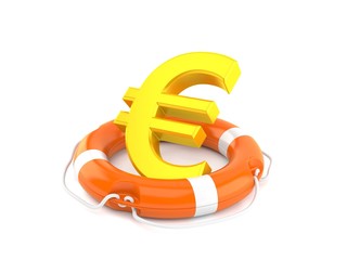 Canvas Print - Euro currency inside life buoy