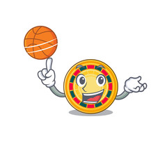 Sticker - A mascot picture of roulette cartoon character playing basketball