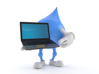 Poster - Water drop character holding laptop