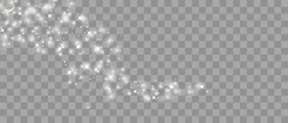 Wall Mural - gold glittering star dust trail sparkling particles isolated on transparent background. vector white