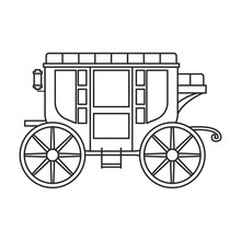 Vintage Carriage Vector Icon.Outline, Line Vector Icon Vintage Carriage Isolated On White Background .