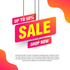 Wall Mural -  abstract sale banner with orange gradient for special offers, sales and discounts Vector illustration