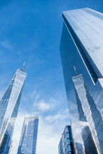 Low Angle View Of One World Trade Center Against Blue Sky