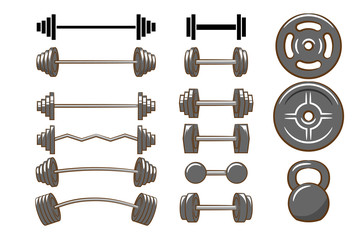 Wall Mural - Dumbbell,barbell,Kettlebell vector set collection graphic clipart design