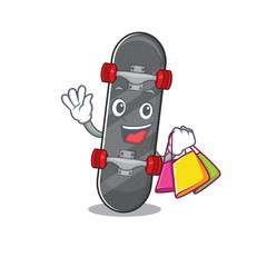 Sticker - A happy rich skateboard waving and holding Shopping bag