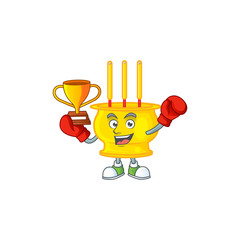 Sticker - fantastic Boxing winner of chinese gold incense in mascot cartoon style