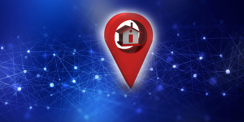 Aufkleber - 3d illustration Search for Property.a Map with Large Red GPS Pointer containing
