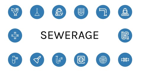 Poster - sewerage simple icons set