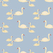 © Doeke - Vintage white swan background seamless pattern print design