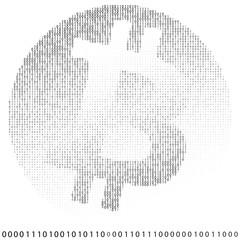 Wall Mural - Bitcoin logo of zeros and ones. Black and white vector graphics