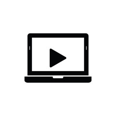 Poster - play icon on laptop. watch video on laptop, smart device