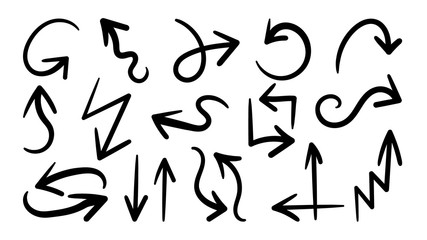 Poster - Hand drawn arrow vector icons set. sketch arrow design for business plan and education.