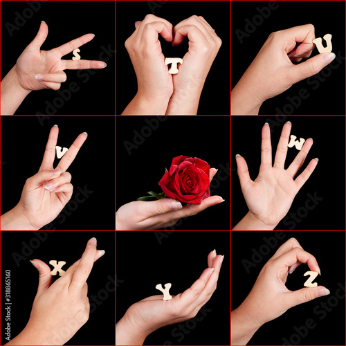 Fotografia, Obraz Alphabet hands