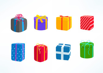 Poster - Color gift boxes vector clipart isolated on white