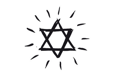 Wall Mural - Star of David, set. Hand drawn illustration. Grunge star of David.