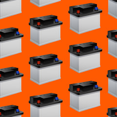 Poster - Car Battery Seamless Pattern Background 3d Isometric View. Vector