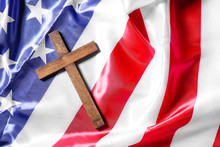 Christian Cross On USA Flag